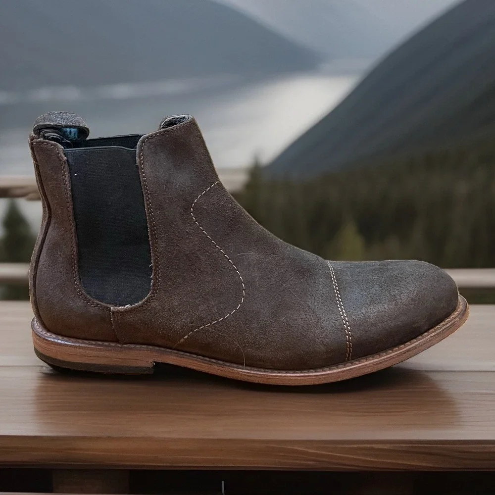 Freebird Mens 11 Brown Genuine Leather Curtis Boots Cap Toe Casual Dressy EUC